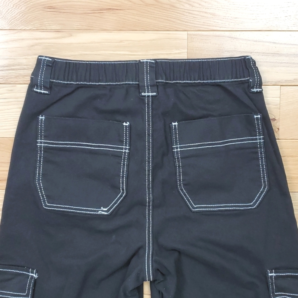 Rue21 Black Double Button Straight Leg Skater Cargo Pants Size M